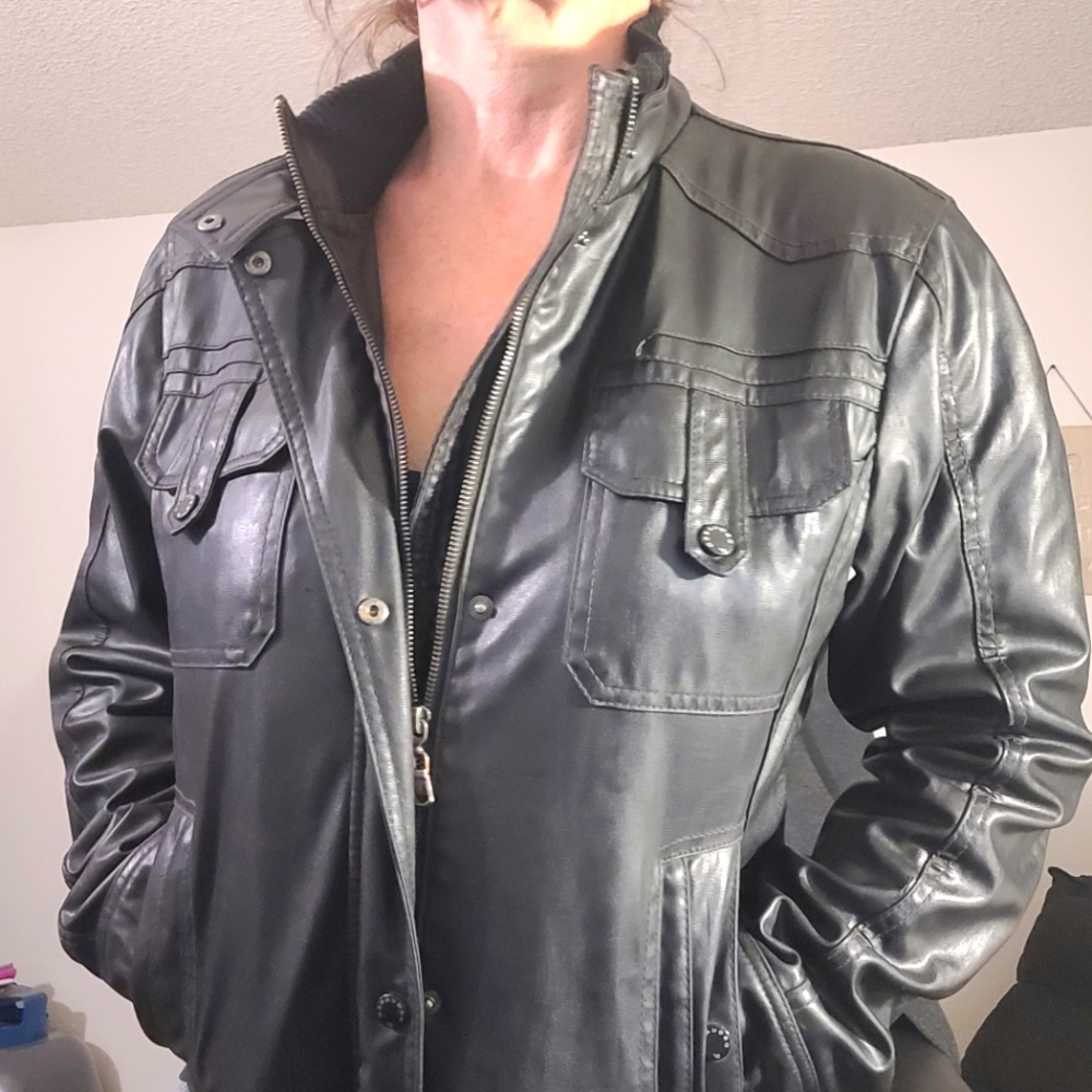 Dsquared2 black leather biker jacket women's or men's size med